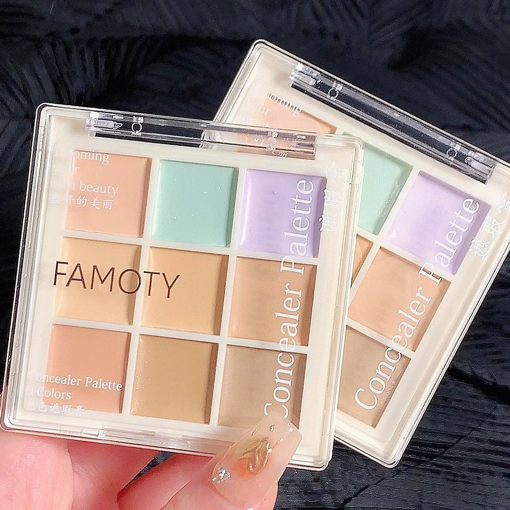 Long-Lasting 9-Color Concealer Palette for Dark Circles and Acne Marks