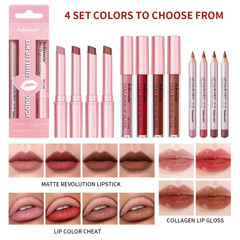 3-Piece Waterproof Matte Lipliner and Lipstick Set