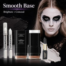 3-Piece Halloween Gothic Makeup Set with White Foundation, Highlighter, and Black Face Paint