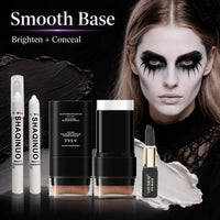3-Piece Halloween Gothic Makeup Set with White Foundation, Highlighter, and Black Face Paint