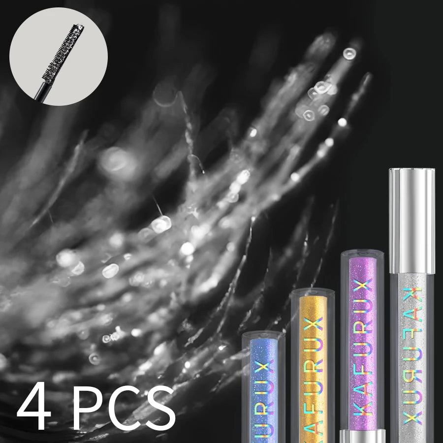 4-Piece Glitter Diamond Mascara Set - Waterproof & Quick Dry