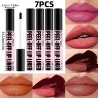 7-Piece Peel Off Lip Stain Set - Long Lasting Waterproof Lip Tint