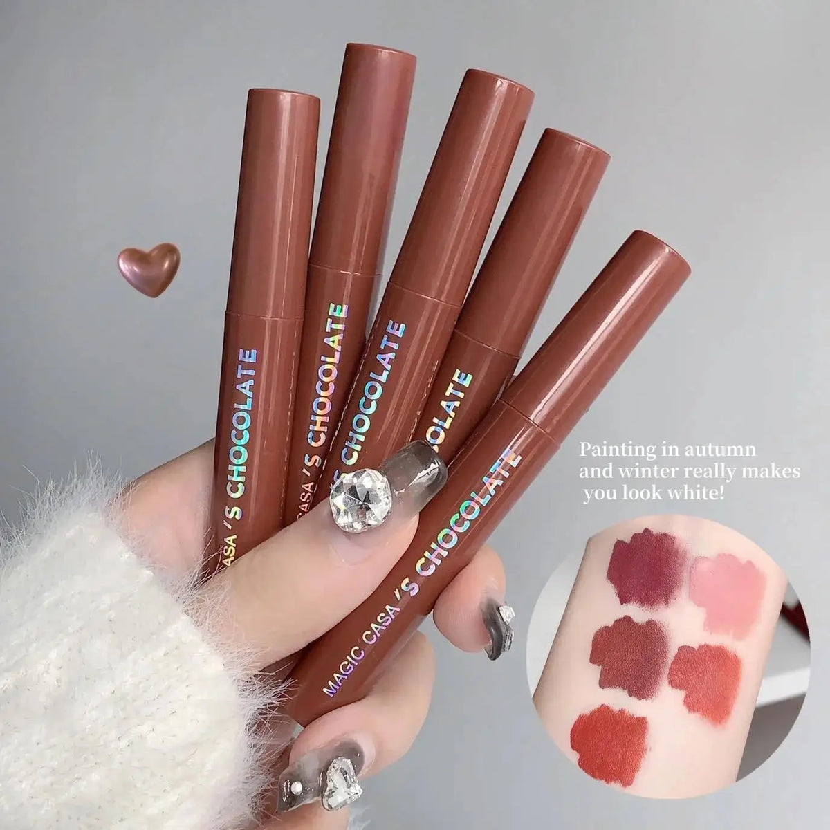 5-Piece Waterproof Chocolate Liquid Lipstick Set