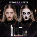 3-Piece Halloween Gothic Makeup Set with White Foundation, Highlighter, and Black Face Paint