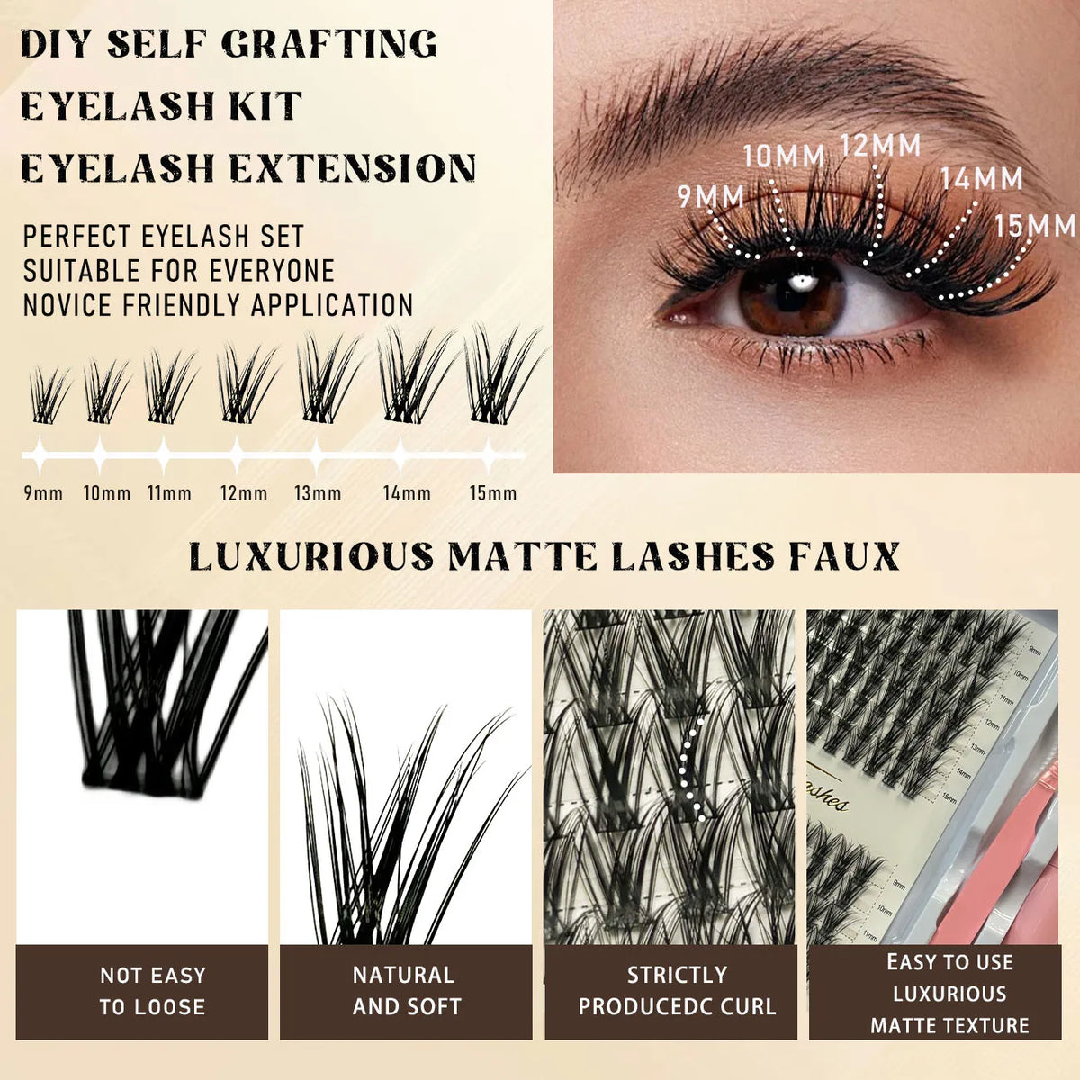 168 Pcs DIY Individual Lash Cluster Kit with Bond, Seal, and Remover