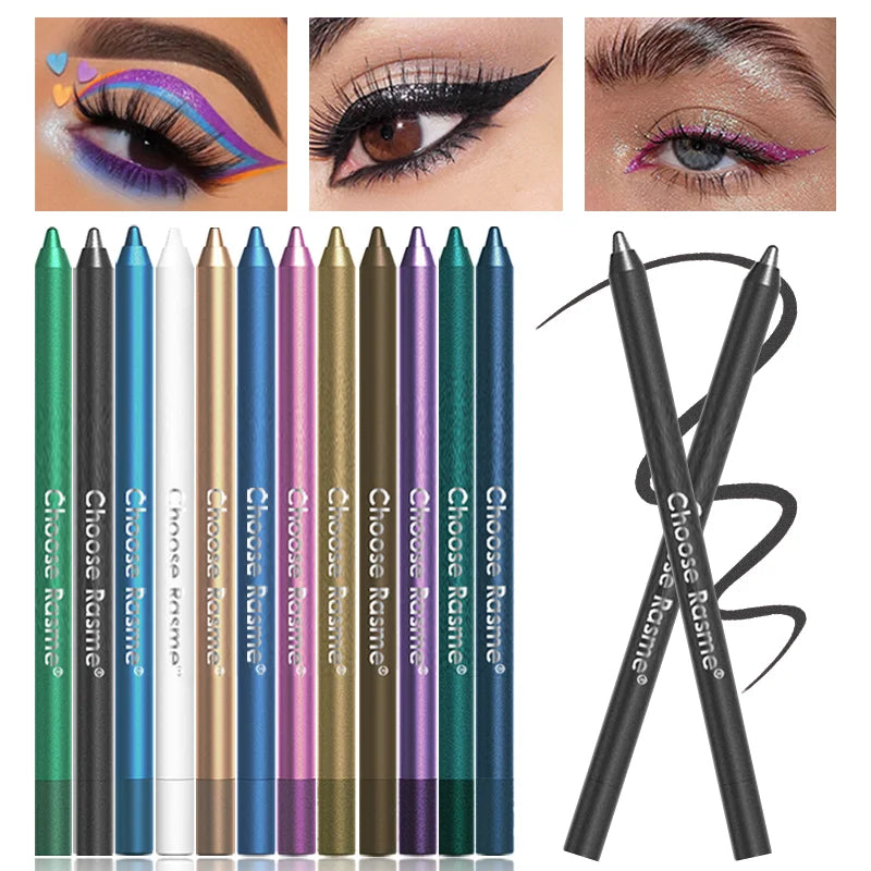 12-Color Glitter & Shimmer Eyeliner Stick Set - Blue Tones
