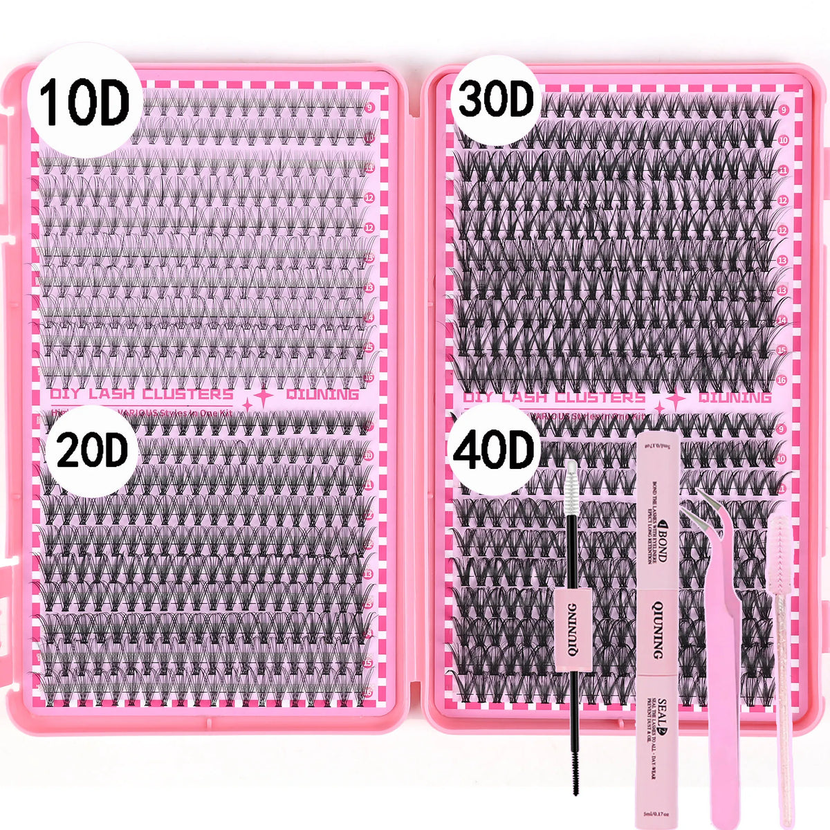 800PCS DIY Lash Cluster Extension Kit with Bond, Seal, and Tweezers