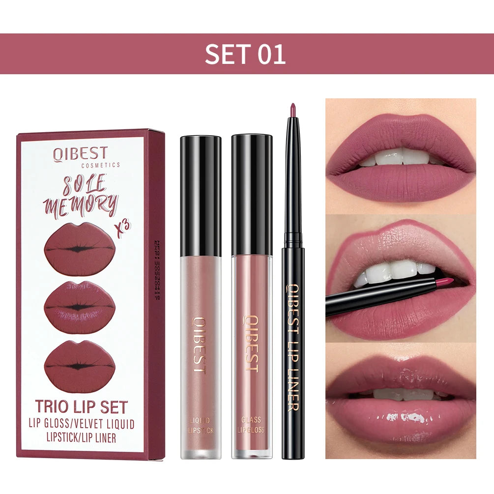 3pcs Matte Liquid Lipstick and Lip Liner Set