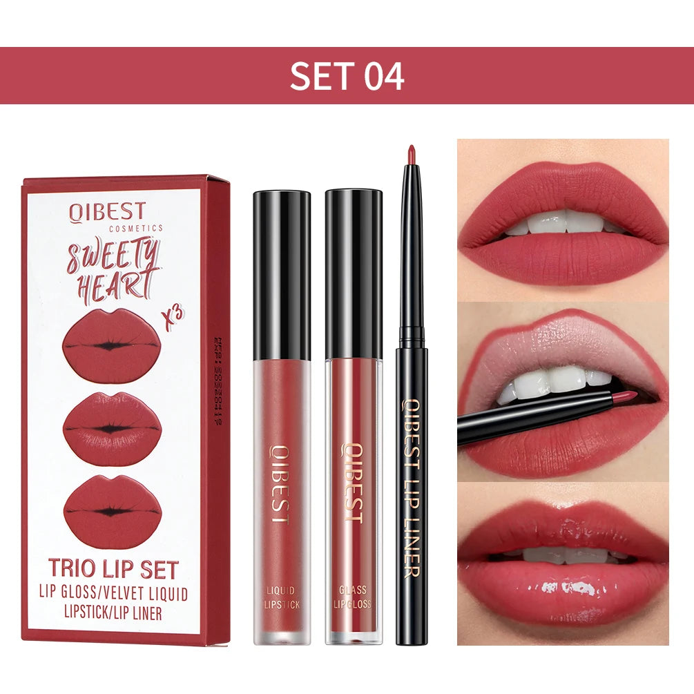 3pcs Matte Liquid Lipstick and Lip Liner Set