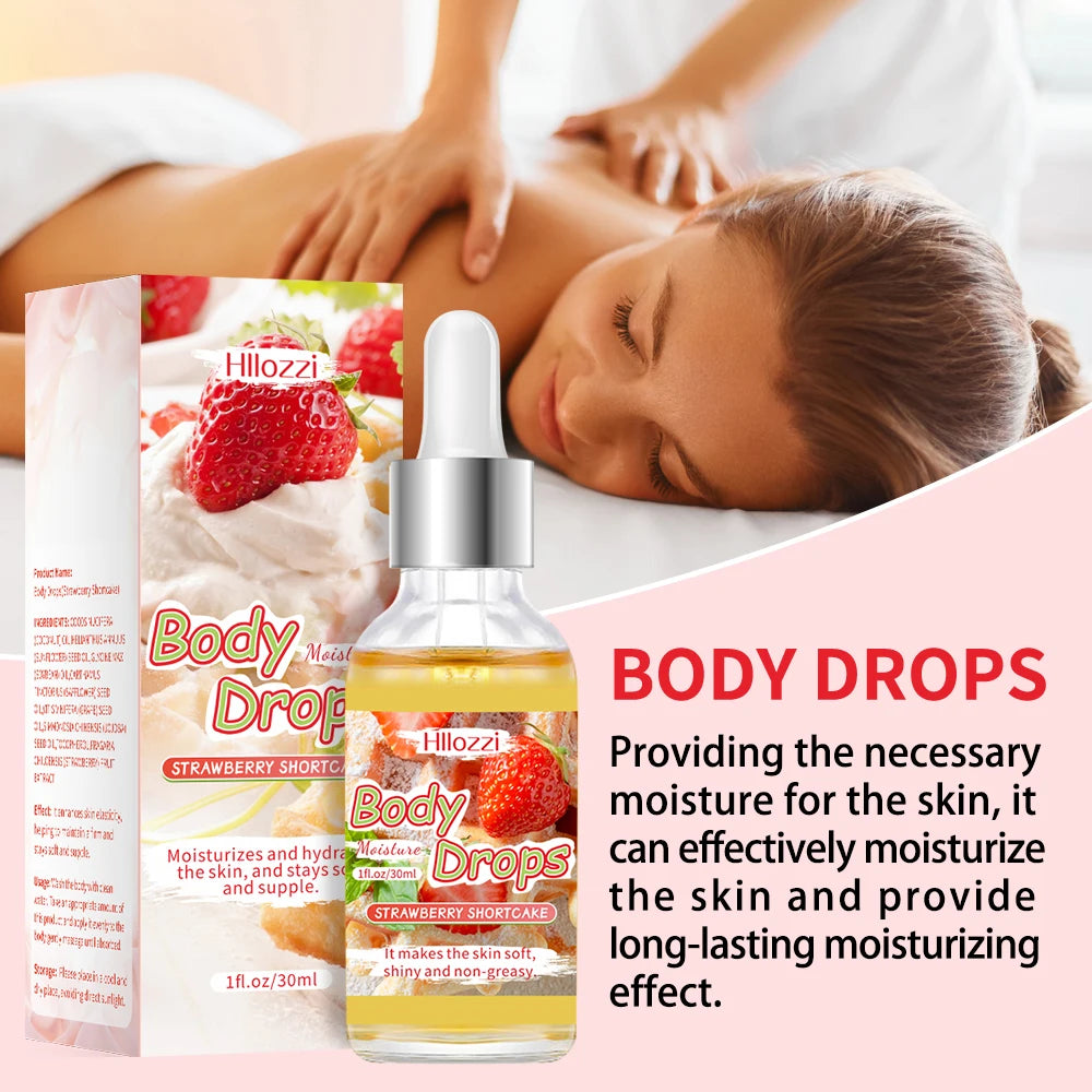 Strawberry Body Care Set with Body Drops, Body Glaze, and Roll-on