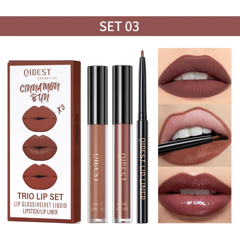 3pcs Matte Liquid Lipstick and Lip Liner Set