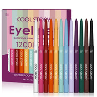 12-Color Waterproof Matte Eyeliner Pencil Set