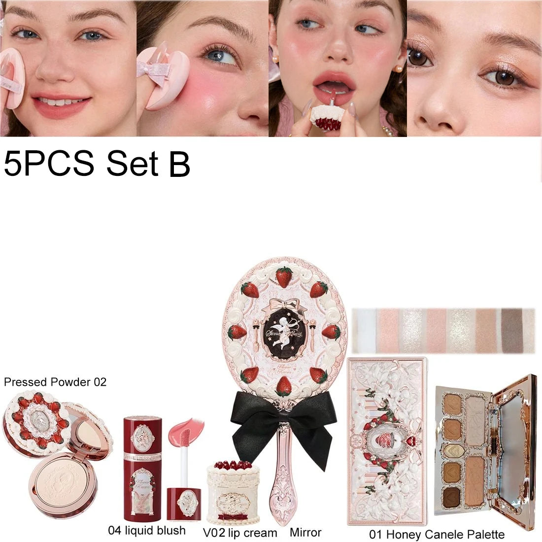 Strawberry Cupid Velvet Matte Lip Cream and Pressed Powder Liquid Blush Set