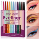 12-Color Waterproof Matte Eyeliner Pencil Set
