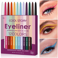 12-Color Waterproof Matte Eyeliner Pencil Set