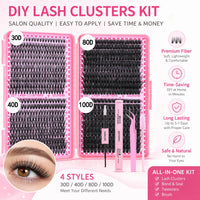 800PCS DIY Lash Cluster Extension Kit with Bond, Seal, and Tweezers