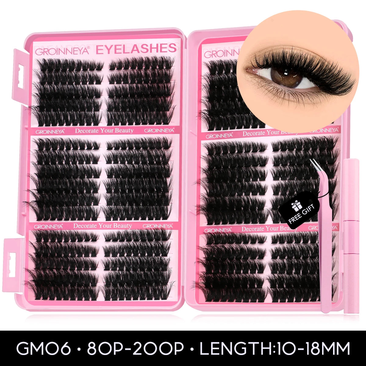 640 Pcs D Curl Lash Clusters Kit with Waterproof Reusable Extensions