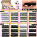 GROINNEYA Clusters Lashes With Waterproof Strong Hold DIY Lash Extension Kit Lash Bond And Seal And Eyelash Tweezers Makeup