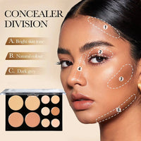 10-Color Cream Contour and Concealer Palette with Brush