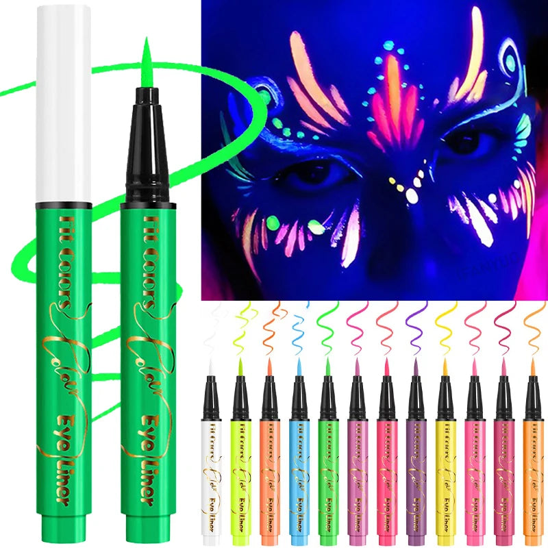 UV Fluorescent Glow Liquid Eyeliner and Neon Face Paint Pen