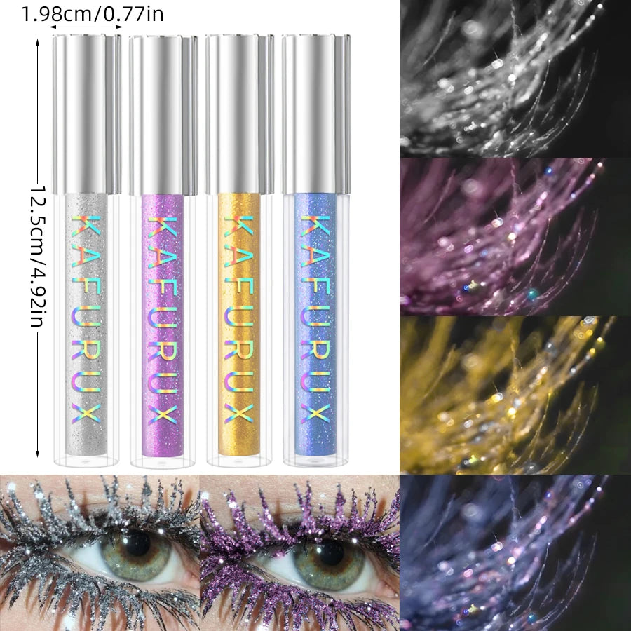 4-Piece Glitter Diamond Mascara Set - Waterproof & Quick Dry