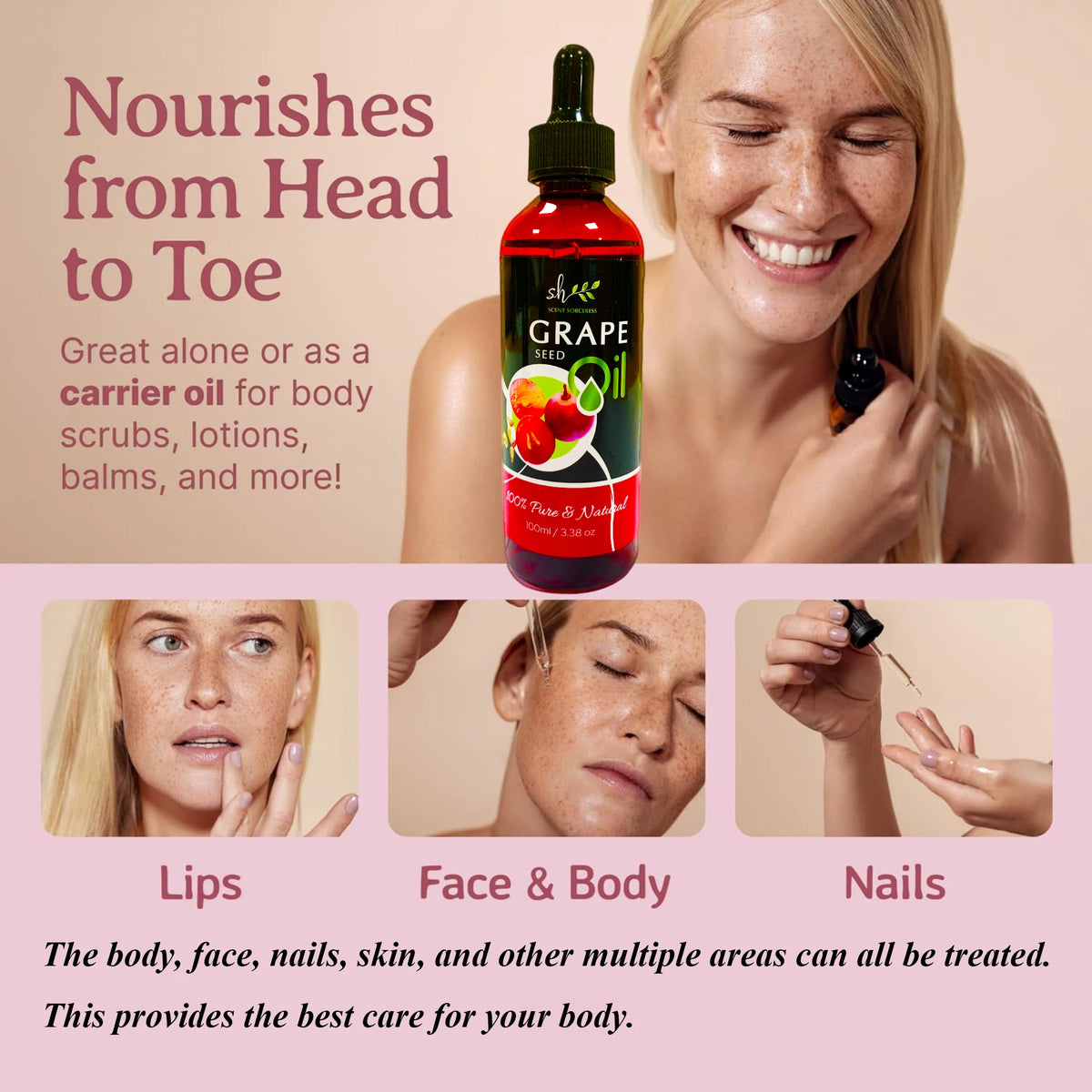 100ml Organic Cold Pressed Grapeseed Carrier Oil