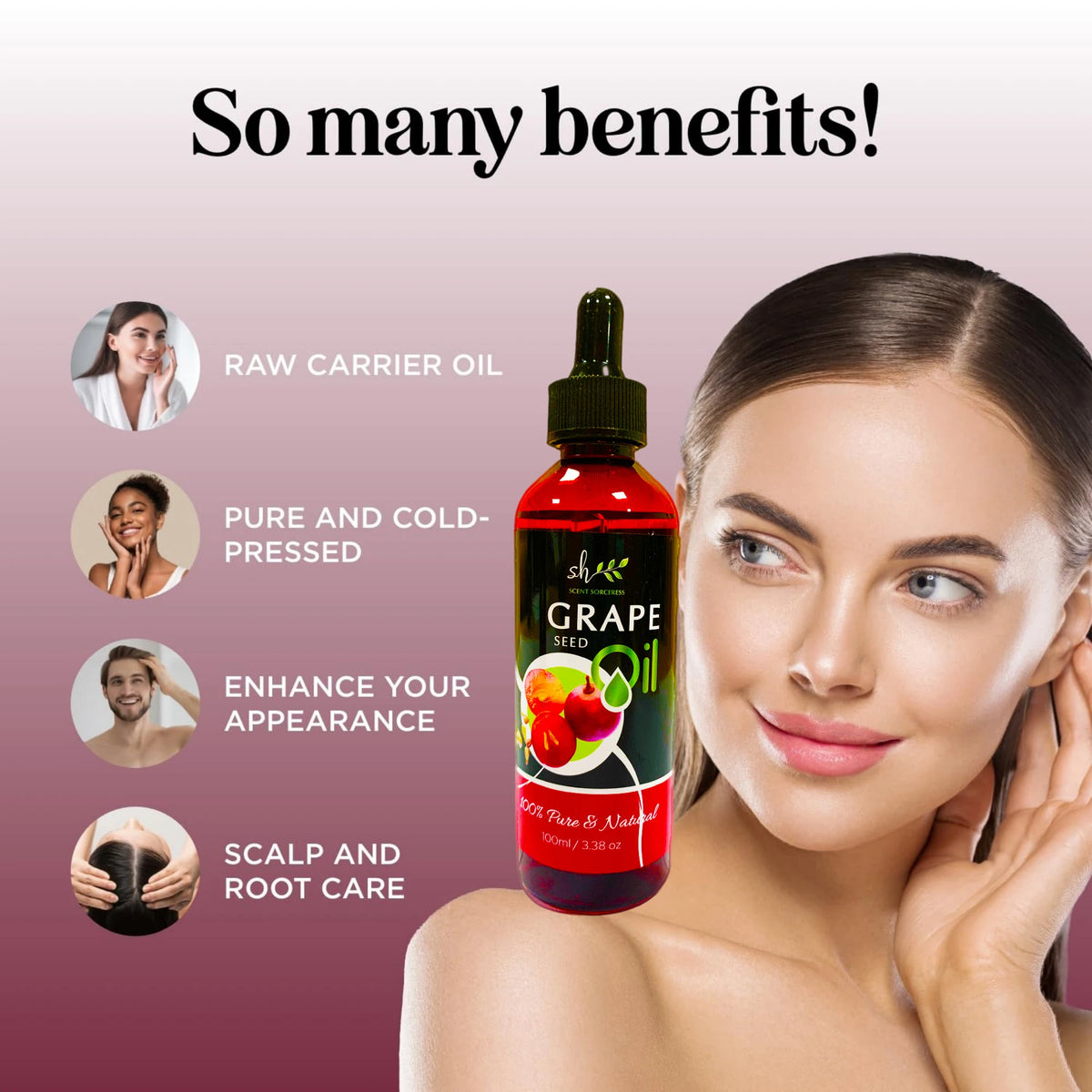 100ml Organic Cold Pressed Grapeseed Carrier Oil