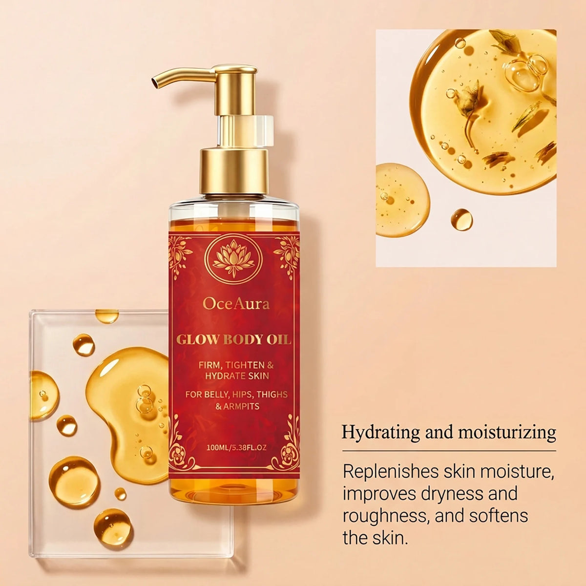 Firming and Glowing Body Oil for Smooth Skin and Anti-Cellulite Massage