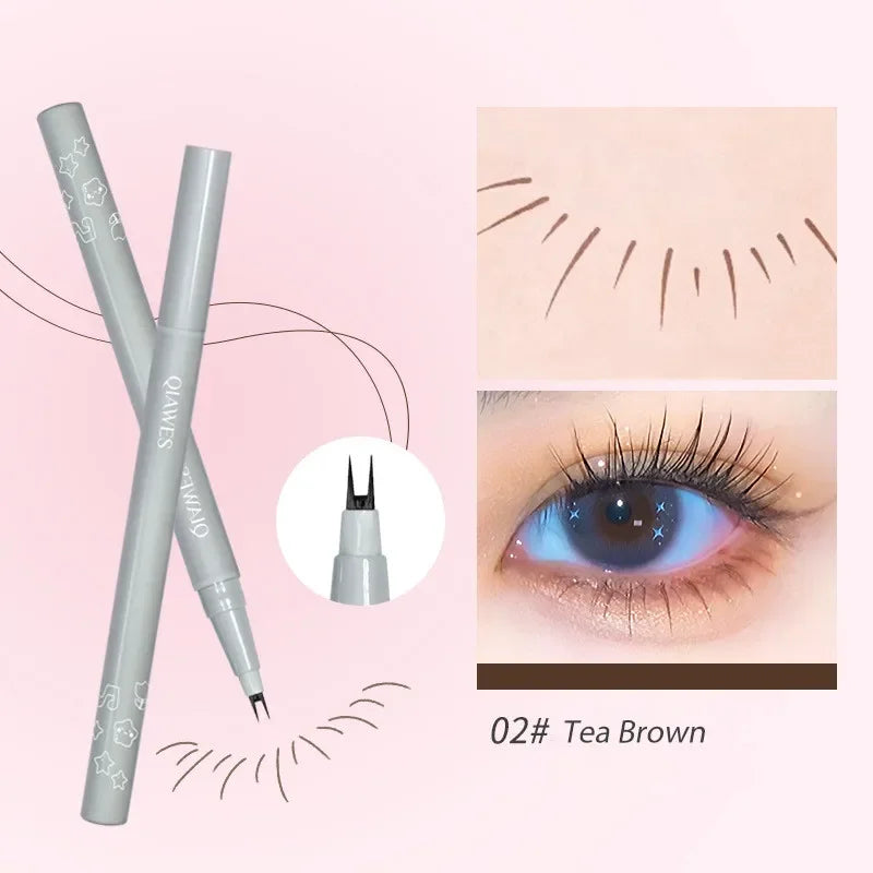 Double Forked Tip Waterproof Lower Lash and Liquid Eyeliner Pen