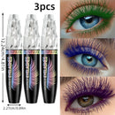 3pcs 5D Silk Fiber Waterproof Mascara Set - Black, Green, Blue, Purple