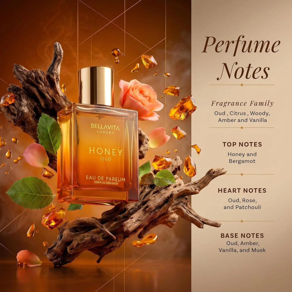 Bella Vita Honey Oud Unisex Eau De Parfum, 100ml