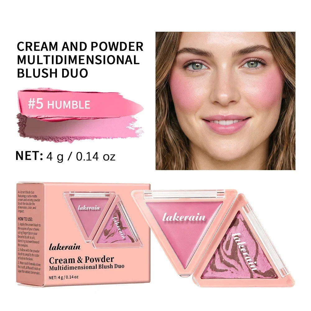 Triangular Two-Tone Matte Blush Palette with Folding Design