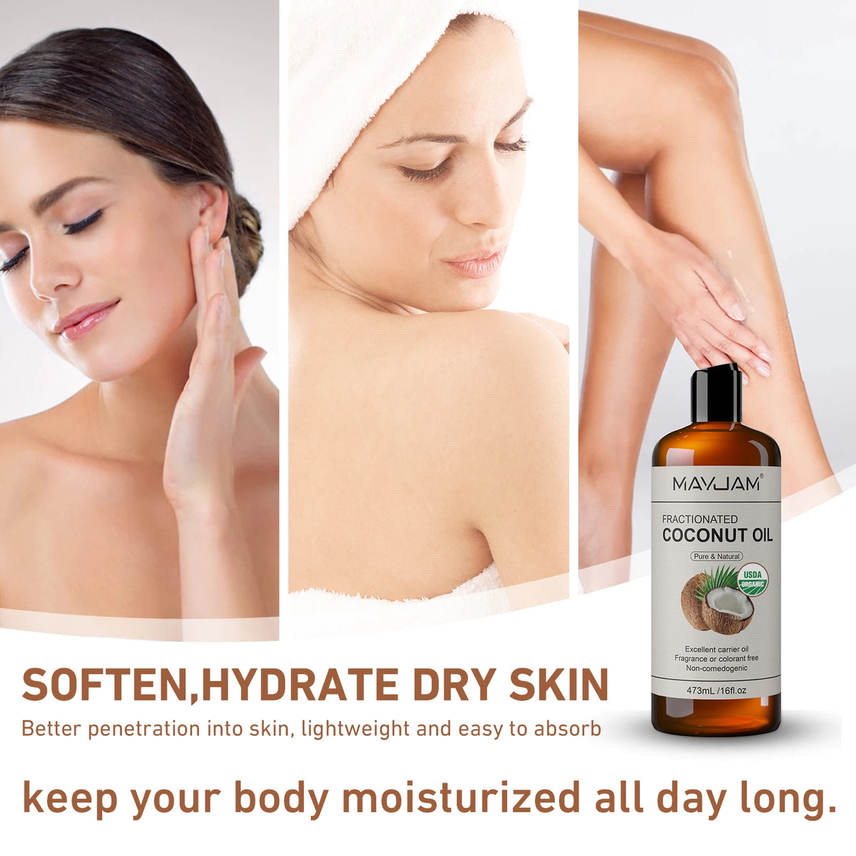 473ml Organic Castor & Fractionated Coconut Oil for Skin and Hair Care