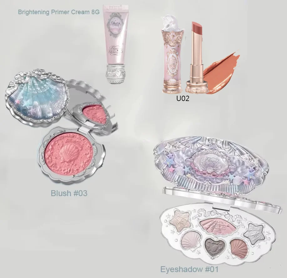 Moonlit Mermaid Makeup Set with Eyeshadow, Blush, Lip Gloss and Bag