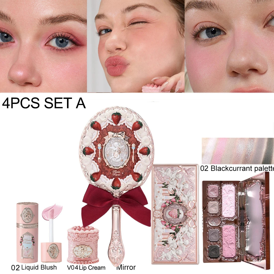 Strawberry Cupid Velvet Matte Lip Cream and Pressed Powder Liquid Blush Set