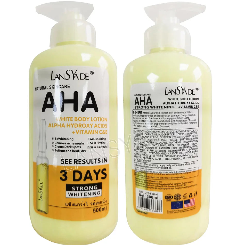 500ml Whitening Body Lotion with Alpha Hydroxy Acids and Vitamin C & E