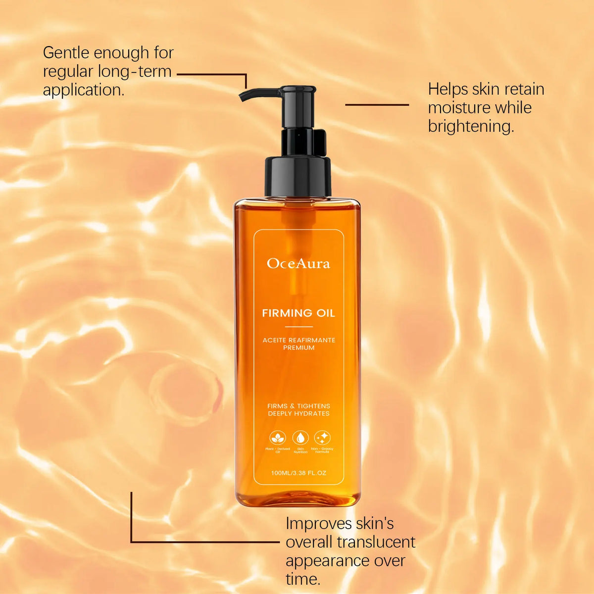 Firming and Brightening Body Massage Oil for Glowing Skin, 100ml