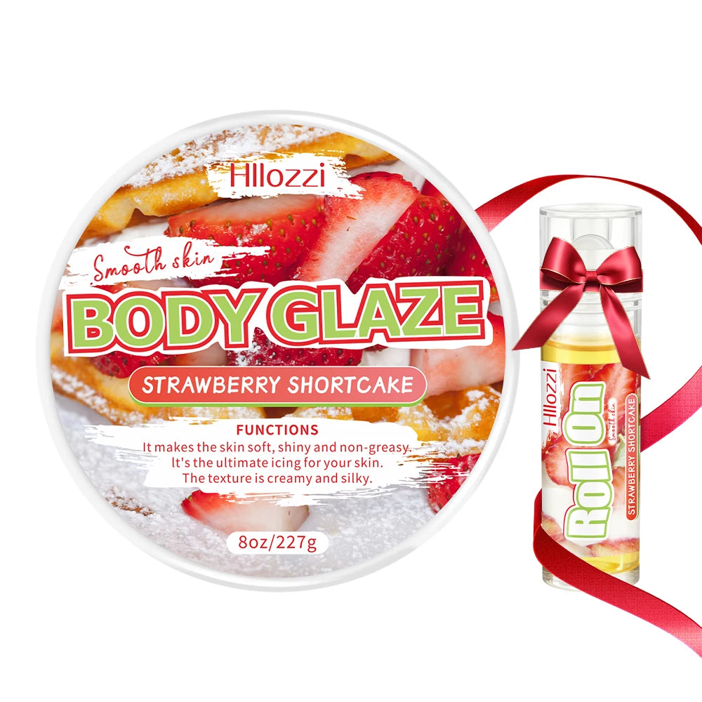 Strawberry Body Care Set with Body Drops, Body Glaze, and Roll-on