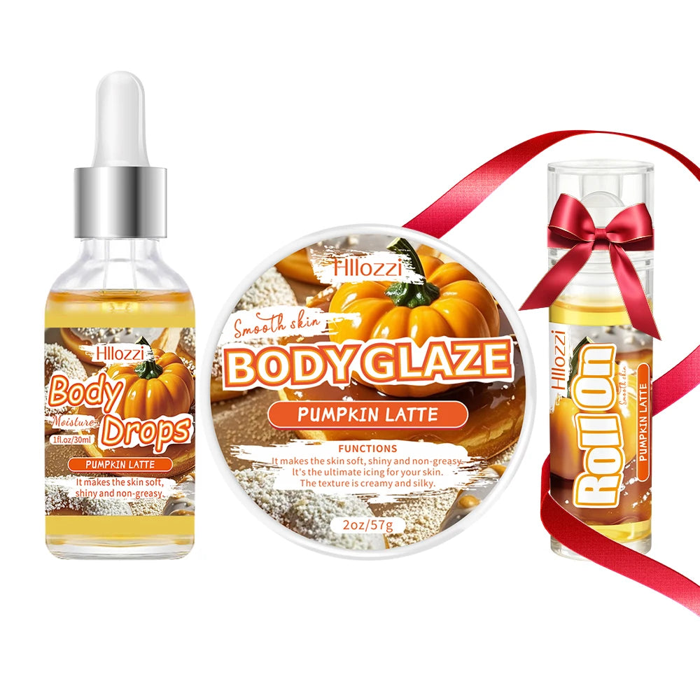 Pumpkin Body Care Set with Body Drops, Body Glaze, and Roll-on