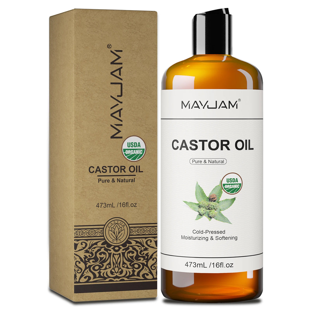 Organic Cold Pressed Castor Oil for Hair, Skin and Eyelashes
