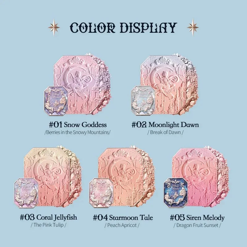 Moonlit Mermaid Makeup Set with Eyeshadow, Blush, Lip Gloss and Bag