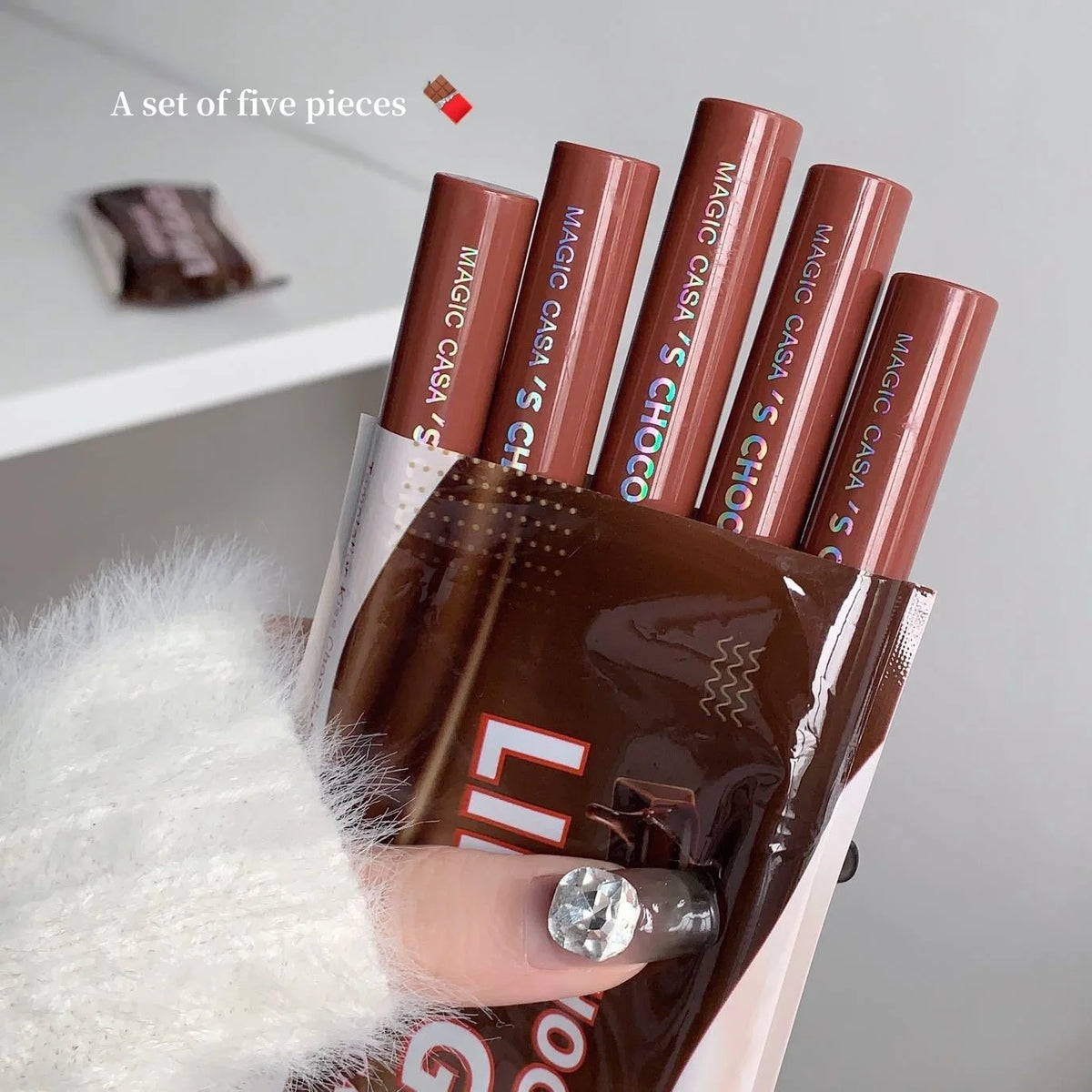 5-Piece Waterproof Chocolate Liquid Lipstick Set