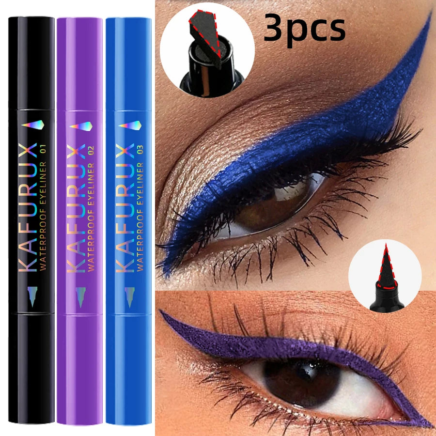 3-Piece Double-Headed Star Stamp Eyeliner Set - Waterproof & Long Lasting