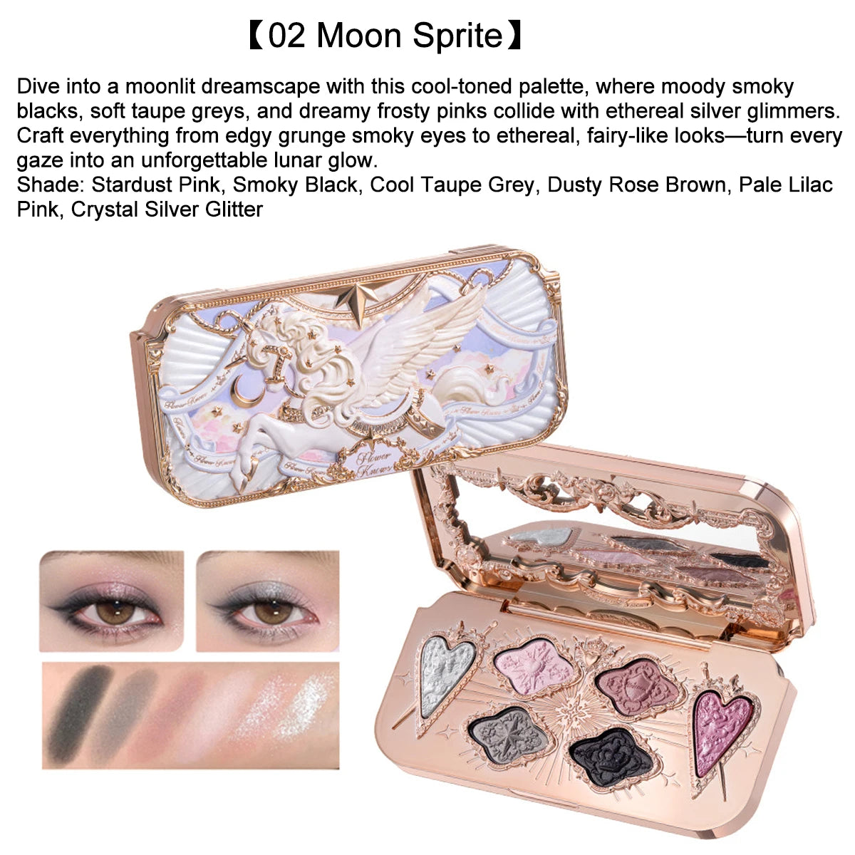 Knight Unicorn Makeup Set with Eyeshadow, Blush, Lipstick and Loose Powder