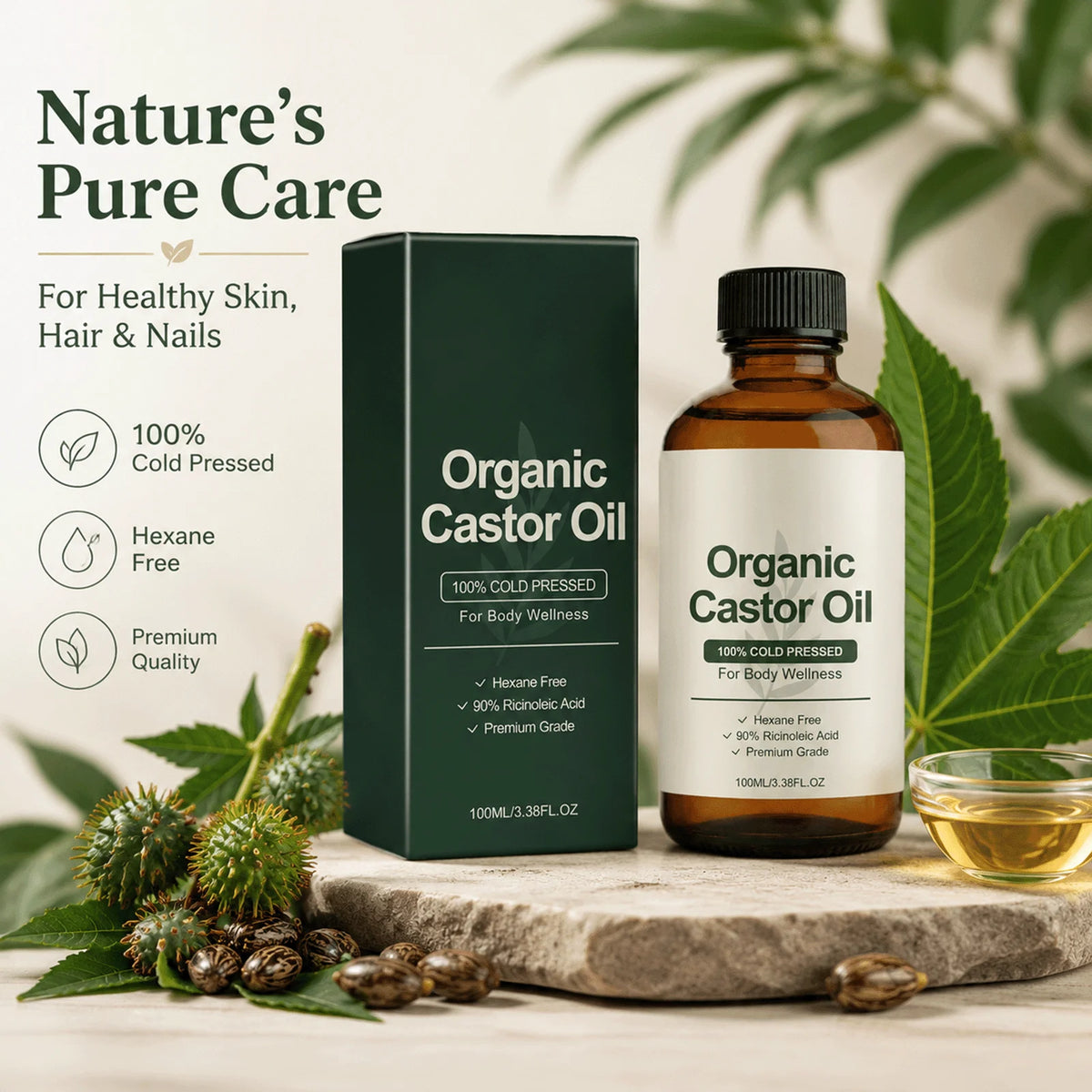 Organic Cold Pressed Castor Oil for Dry and Sensitive Skin