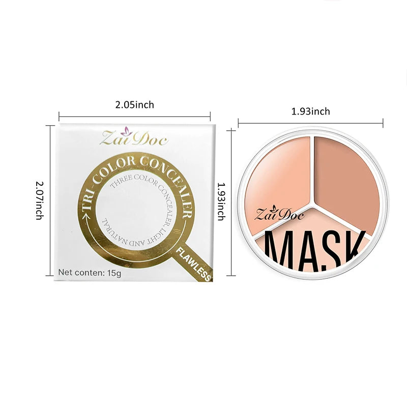 3-Color Full Coverage Cream Concealer Palette, 15g