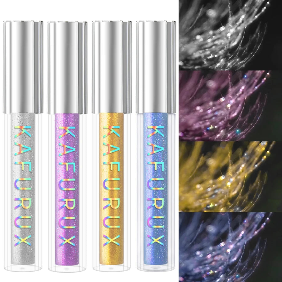 4-Piece Glitter Diamond Mascara Set - Waterproof & Quick Dry