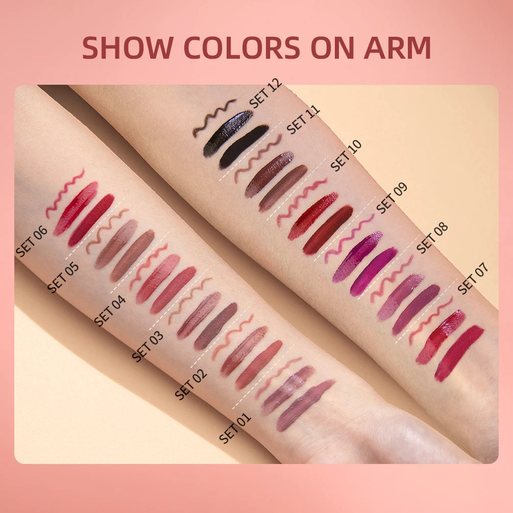 3pcs Matte Liquid Lipstick and Lip Liner Set