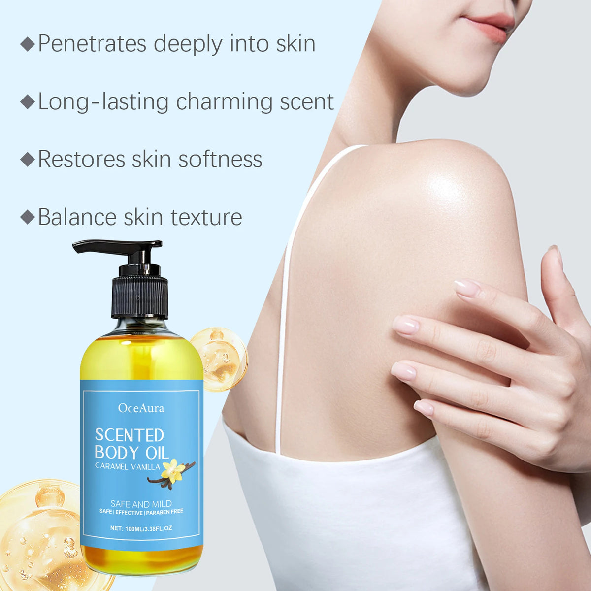 Caramel Vanilla Moisturizing Body Massage Oil