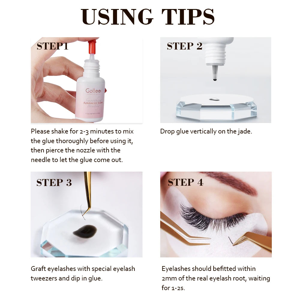 Gollee 0.5s Fast Dry Eyelash Extension Glue 6-8 Weeks Long Lasting Adhesive